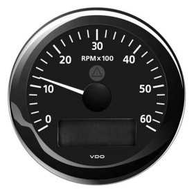 VDO ViewLine 6000 RPM Black Tachometer 12/24V 85mm OS2758003 VDO ViewLine 6000 RPM Black Tachometer 12/24V 85mm OS2758003