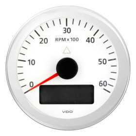 VDO ViewLine 6000 RPM White Tachometer 12/24V 85mm OS2748006 VDO ViewLine 6000 RPM White Tachometer 12/24V 85mm OS2748006