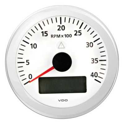 VDO ViewLine 4000 RPM White Tachometer 12/24V 85mm OS2748001