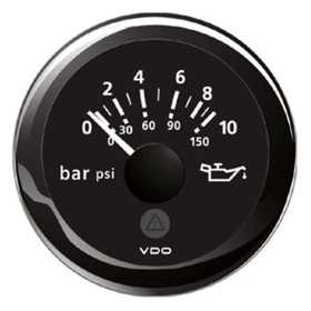 VDO ViewLine Black Engine oil pressure 10 bar/150psi 12/24V 52mm OS2759201 VDO ViewLine Black Engine oil pressure 10 bar/150psi 12/24V 52mm OS2759201