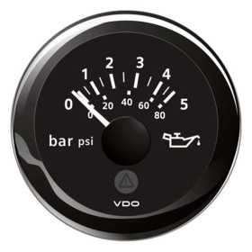 VDO ViewLine Black Engine oil pressure 5 bar/80psi 12/24V 52mm OS2759101 VDO ViewLine Black Engine oil pressure 5 bar/80psi 12/24V 52mm OS2759101