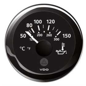 VDO ViewLine Black Oil Thermometer 50/150°C 12/24V 52mm OS2758901 VDO ViewLine Black Oil Thermometer 50/150°C 12/24V 52mm OS2758901
