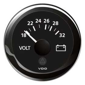 VDO ViewLine Voltmeter 18/32V Black Dial 52mm OS2758701 VDO ViewLine Voltmeter 18/32V Black Dial 52mm OS2758701