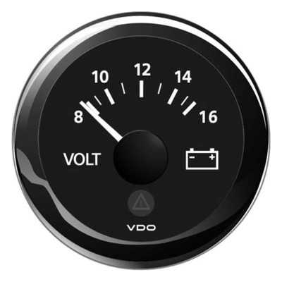 VDO ViewLine Voltmeter 8/16V Black Dial 52mm OS2758601