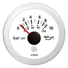 VDO ViewLine White Engine oil pressure 10 bar/150psi 12/24V 52mm OS2749201 VDO ViewLine White Engine oil pressure 10 bar/150psi 12/24V 52mm OS2749201