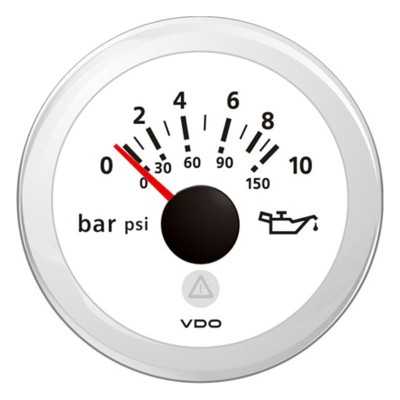 VDO ViewLine White Engine oil pressure 10 bar/150psi 12/24V 52mm OS2749201