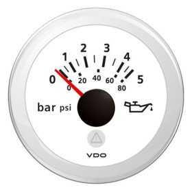 VDO ViewLine White Engine oil pressure 5 bar/80psi 12/24V 52mm OS2749101 VDO ViewLine White Engine oil pressure 5 bar/80psi 12/24V 52mm OS2749101