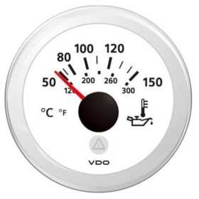 VDO ViewLine White Oil Thermometer 50/150°C 12/24V 52mm OS2748901 VDO ViewLine White Oil Thermometer 50/150°C 12/24V 52mm OS2748901