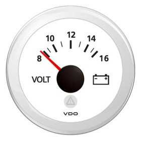 VDO ViewLine Voltmeter 8/16V White Dial 52mm OS2748601 VDO ViewLine Voltmeter 8/16V White Dial 52mm OS2748601