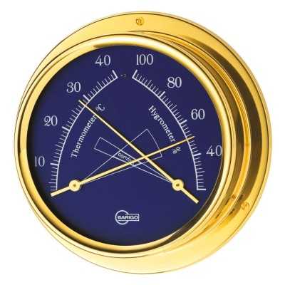Barigo Regatta Polished brass Hygro-Thermometer 100x120mm Blue Dial OS2836523