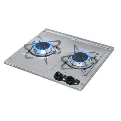 Polished Stainless Steel Burny 2 Flush-in Gas Stove 2 Burners 380x360mm MT1504550