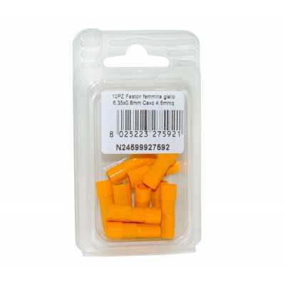 Faston yellow female connector Tab 6.35x0,8mm Cable 4:6sqmm 10pcs N24599927592