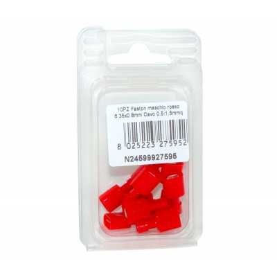 Faston red male connector Tab 6.35x0,8mm Cable 0,25:1,5sqmm 10pcs N24599927595