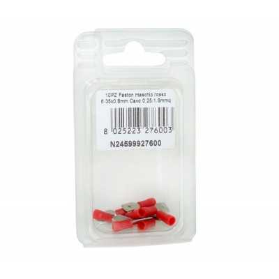 Faston red male connector Tab 6.35x0,8mm Cable 0.25:1.5sqmm 10pcs N24599927600