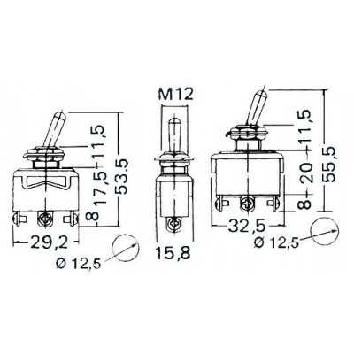 Interruttore a levetta - ON-OFF-ON - 3 terminali 10A 220V #N51324727006