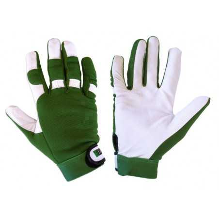 EDIS TOP LINE Gloves Green Leather and Double Stretch Size XL