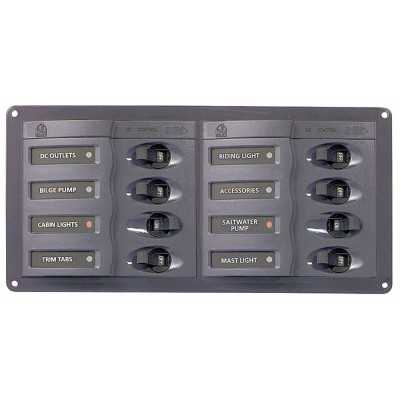 BEP Marine 901H 12V DC Switch panel 8 gangs 127x200x65mm UF63127G