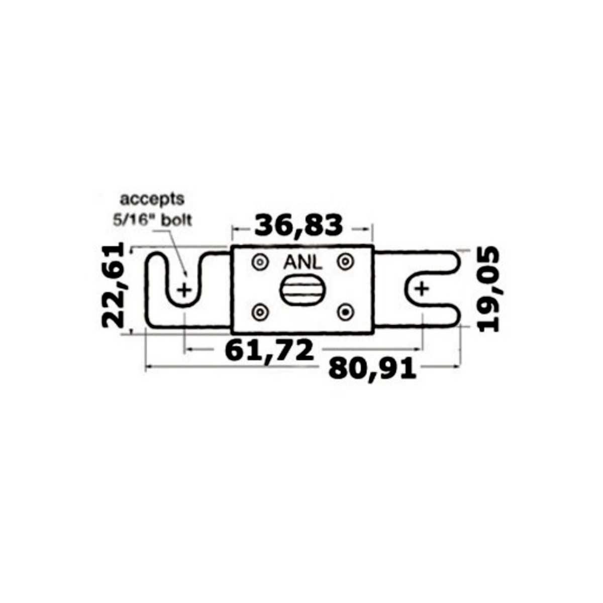 Portafusibili ANL Singolo max 300A 138x69x44,5mm