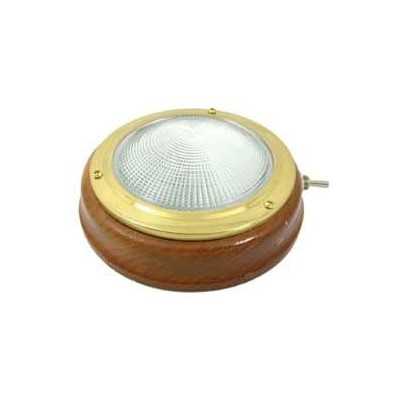 Brass and teak interior dome light 145mm With switch MT2140514