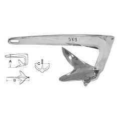 Ancora Trefoil in acciaio inox 316 lucido a specchio 5kg OS0110905-18%