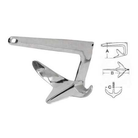 Trefoil Anchor in mirror polished AISI 316 stainleStainless Steel steel 75 kg OS0110907