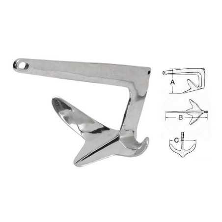 Trefoil Anchor in mirror-polished AISI 316 stainleStainless Steel steel 15kg OS0110915