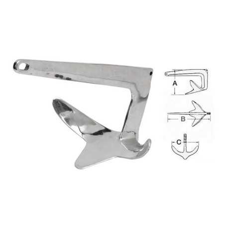 Trefoil Anchor in mirror polished AISI 316 stainleStainless Steel steel 30kg OS0110930