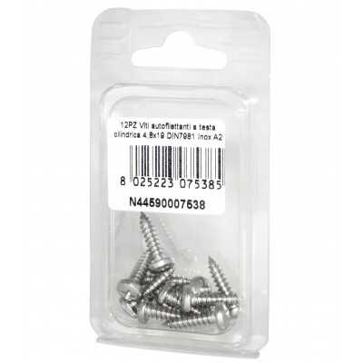 DIN7981 A2 Stainless Steel Cylindrical head self-tapping screws 4.8x19mm 12pcs N44590007538