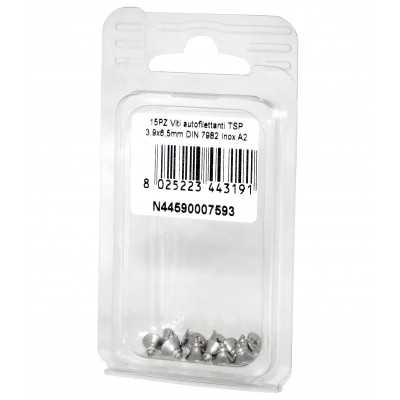 Viti autofilettanti a testa svasata piana DIN7982 Inox A2 3,9x6,5mm 15pz N44590007593