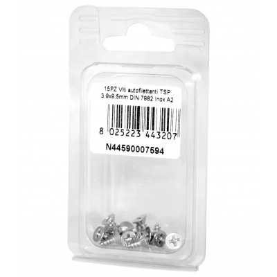 Viti autofilettanti a testa svasata piana DIN7982 Inox A2 3,9x9,5mm 15pz N44590007594