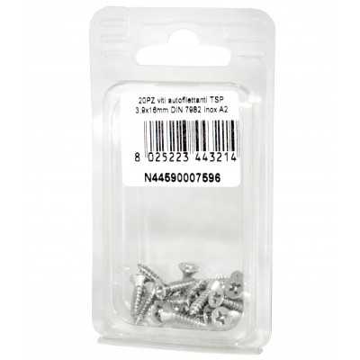 Viti autofilettanti a testa svasata piana DIN7982 Inox A2 3,9x16mm 20pz N44590007596