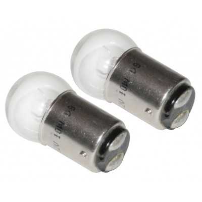 Set of 2 BA15D Bipolar bulbs 12V 10W with small parallel pole ball OS1420002