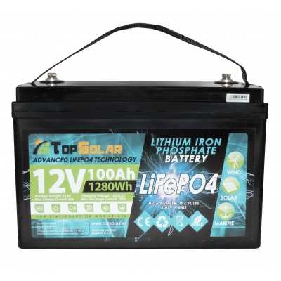Batteria al Litio LiFePO4 12v 100Ah TopSolar ITALIA 12,8V 1280Wh BMS Smart integrato N51120050948 (60Giorni)-43%