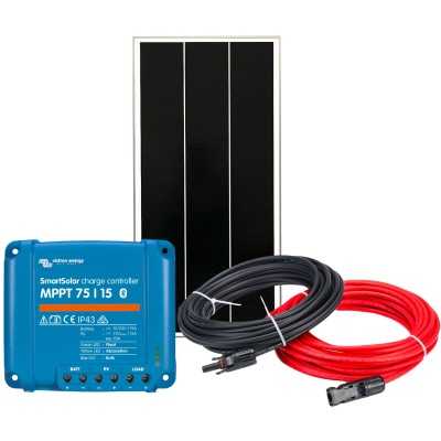 12V 100W Solar Kit with 15A SmartSolar MPPT Charger + Cable Kit N151030200238
