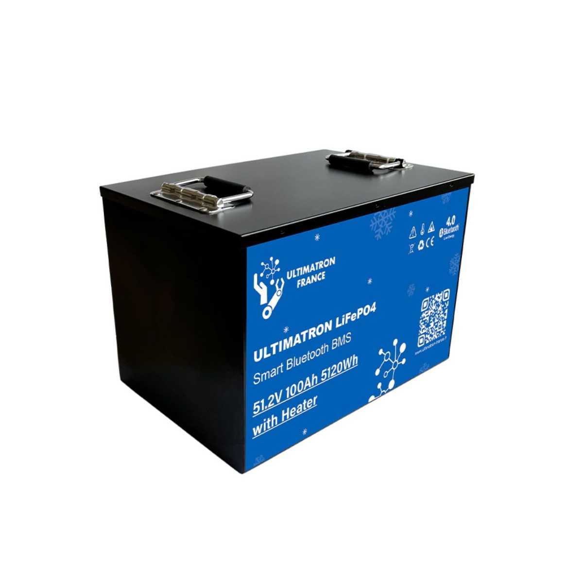 Ultimatron Banco batterie al Litio LiFePo4 100Ah 12v 24v 48v 5,12kwh BMS  Bluetooth