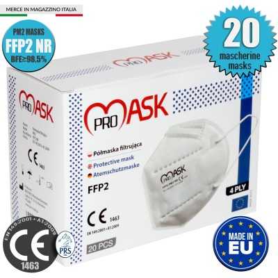 Mascherina FFP2 BIANCA Promask PM2 NR Certificata CE1463 Made in EU 20Pz N90056004405-20