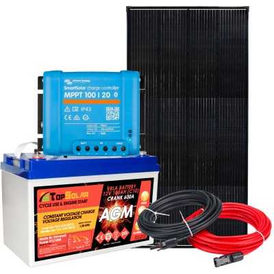 Kit Barca Camper 12V 240W con Regolatore MPPT 20A Batteria AGM 100Ah + Kit Cavi N151030200262