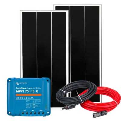 Kit Barca Camper 12V 200W + SmartSolar MPPT 15A + Kit Cavi N151030200240