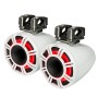Kicker KMTC114W 11" 600W White LED HLCD Horn Tower marine Speakers pair KMTC114W