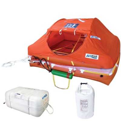 Arimar Oceanus 12-man life raft in rigid container with Grab Bag over 12 miles AR101012ITG