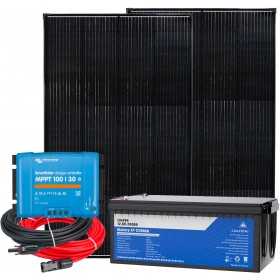 12V 300W RV/Boat Kit + 200Ah LiFePO4 + MPPT 100/30 SmartSolar + 4mmq Cable Kit 12V 300W RV/Boat Kit + 200Ah LiFePO4 + MPPT 100/30 SmartSolar + 4mmq Cable Kit