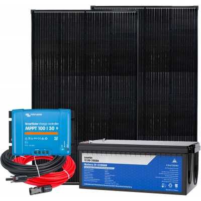 12V 300W RV/Boat Kit + 200Ah LiFePO4 + MPPT 100/30 SmartSolar + 4mmq Cable Kit
