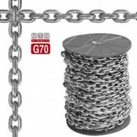 DIN766 G70 Galvanised steel calibrated chain 8mm 75m for winches MT011070875