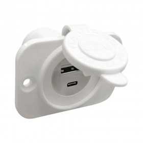 Presa incasso doppia USB Type-A + Type-C bianca 12/24V 4.8A OS1451615-18%