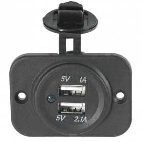 Presa con 2 connessioni USB e cappuccio Colore nero N50523027250-5%