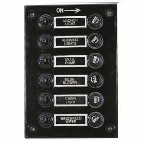 ABS Switch Panel with 6x10A lever switches 6 Fuses 115x165mm N50423701119