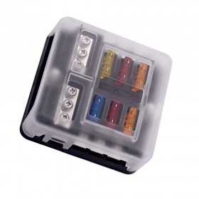 6-way fuse holder for automotive flat fuses with LED display OF012826