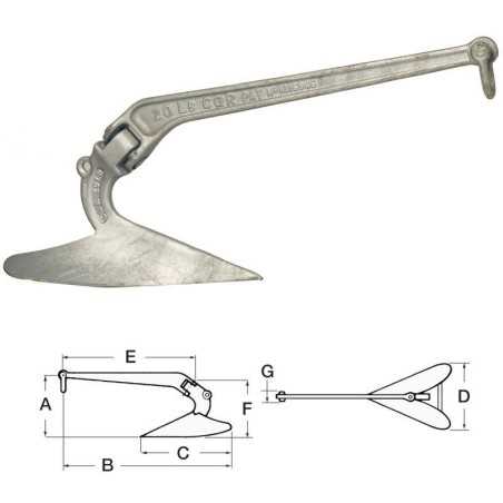 LEWMAR C.Q.R. Hot PreStainless Steeled Galvanised Steel Anchor 28kg OS0114527