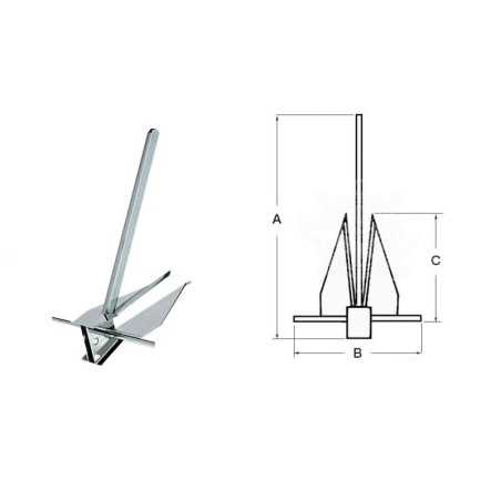 DANFORTH Anchor in AISI 316 StainleStainless Steel Steel 9 kg OS0114609