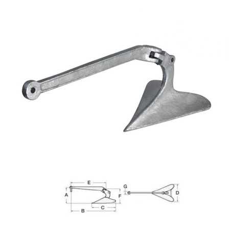 Plough Anchor in Hot Galvanized Steel 9Kg OS0114409